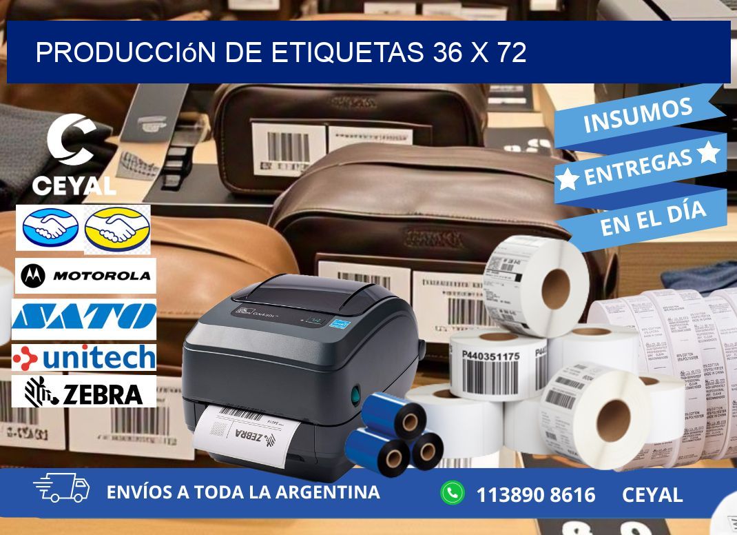 Producción de etiquetas 36 x 72