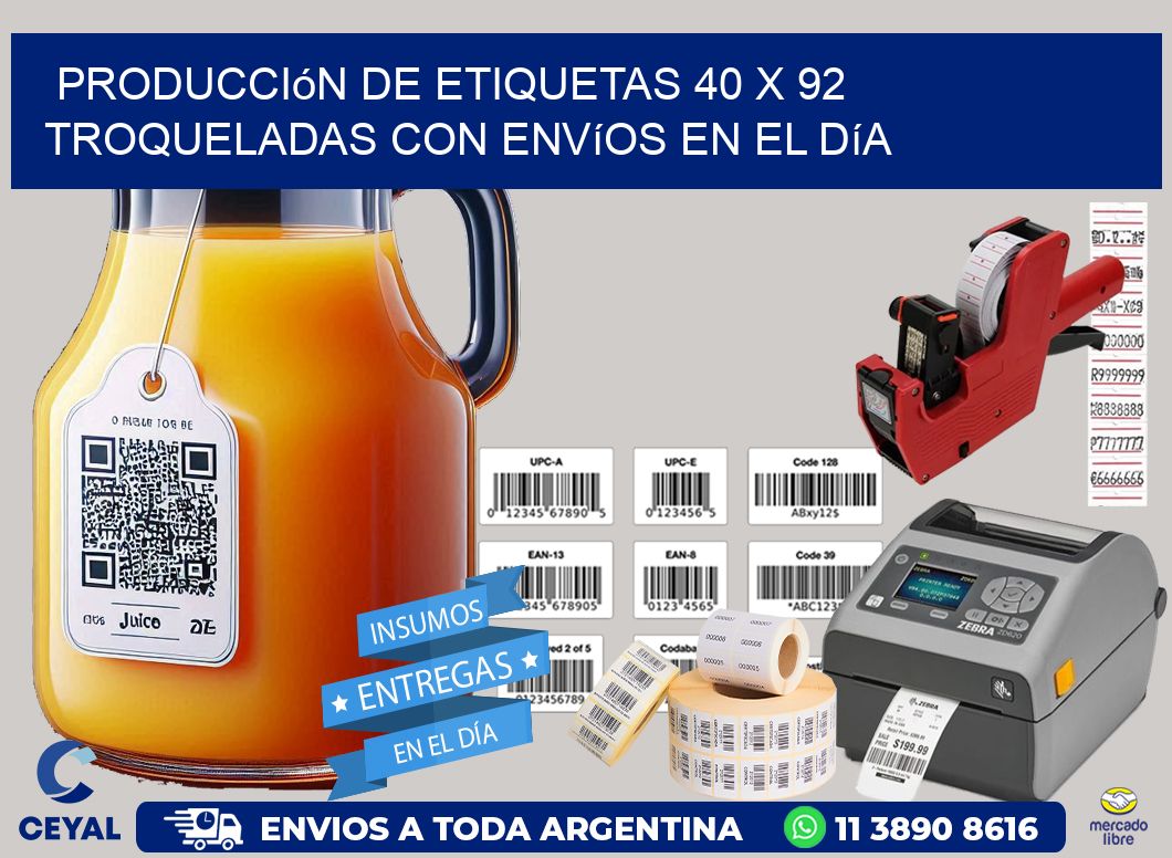 Producción de etiquetas 40 x 92 troqueladas con envíos en el día