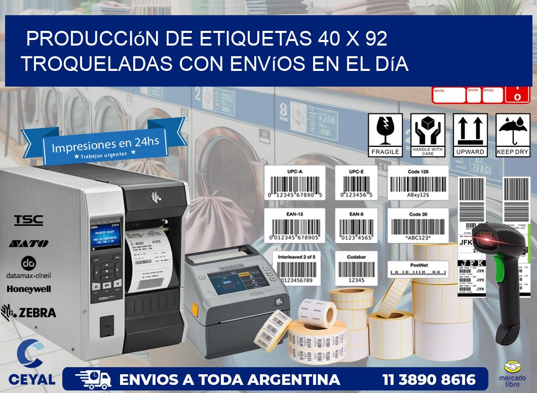 Producción de etiquetas 40 x 92 troqueladas con envíos en el día