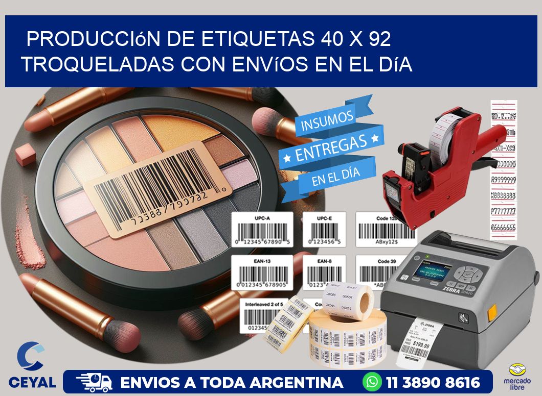 Producción de etiquetas 40 x 92 troqueladas con envíos en el día