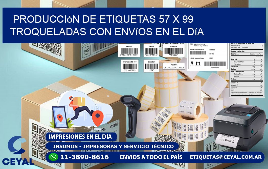 Producción de etiquetas 57 x 99 troqueladas con envíos en el día