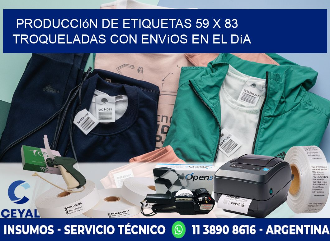 Producción de etiquetas 59 x 83 troqueladas con envíos en el día