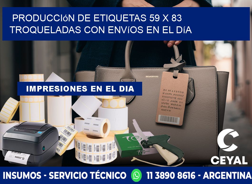 Producción de etiquetas 59 x 83 troqueladas con envíos en el día