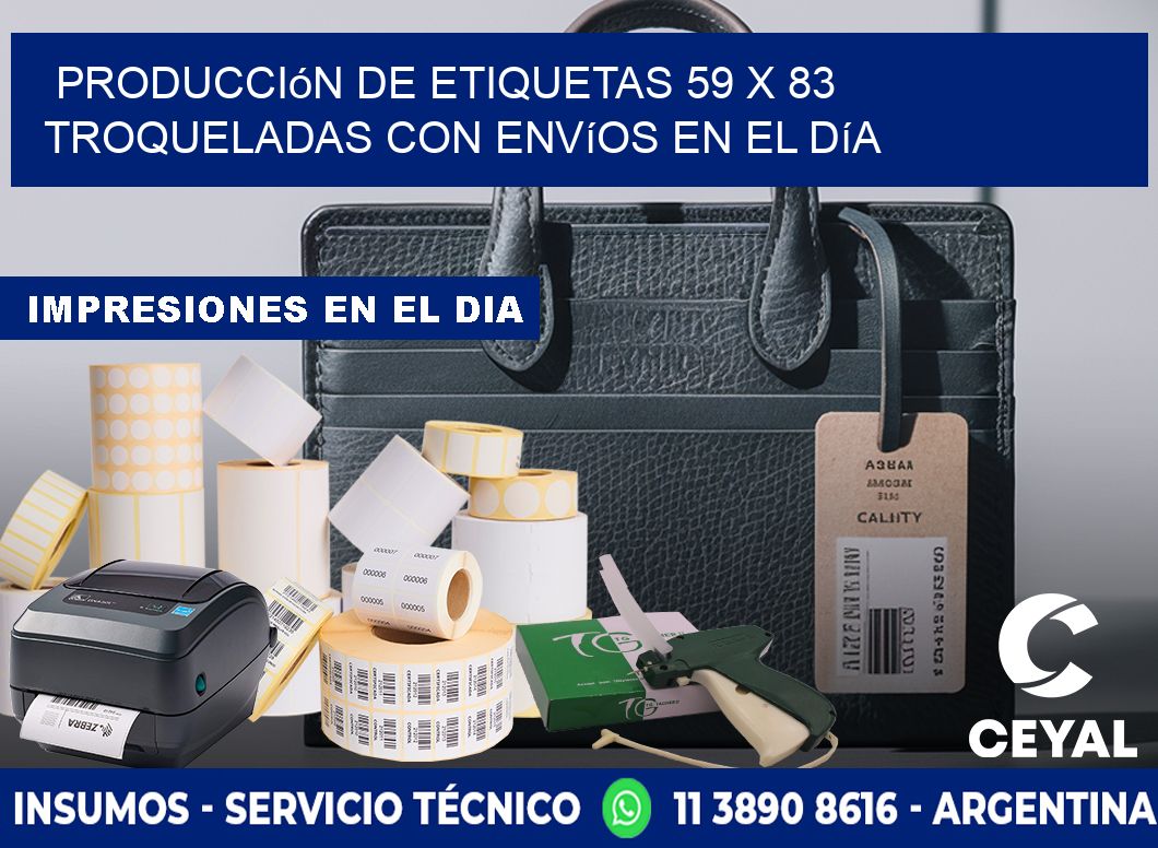 Producción de etiquetas 59 x 83 troqueladas con envíos en el día
