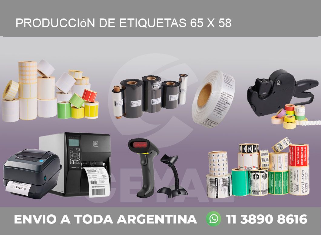 Producción de etiquetas 65 x 58