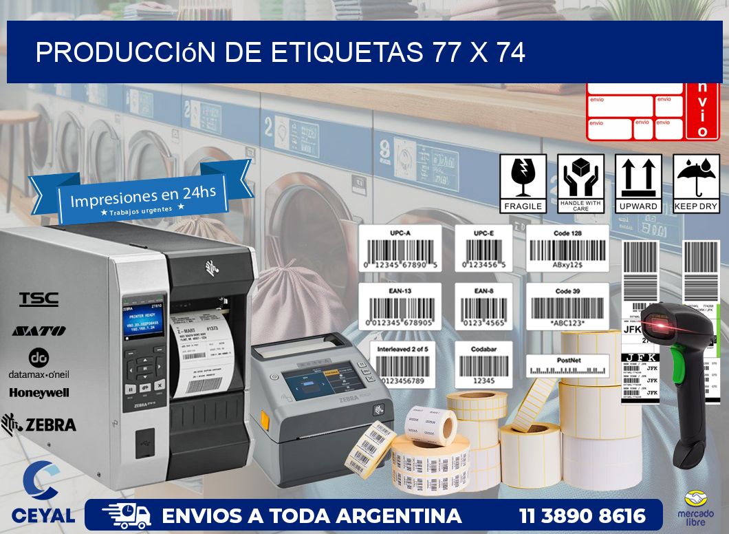 Producción de etiquetas 77 x 74