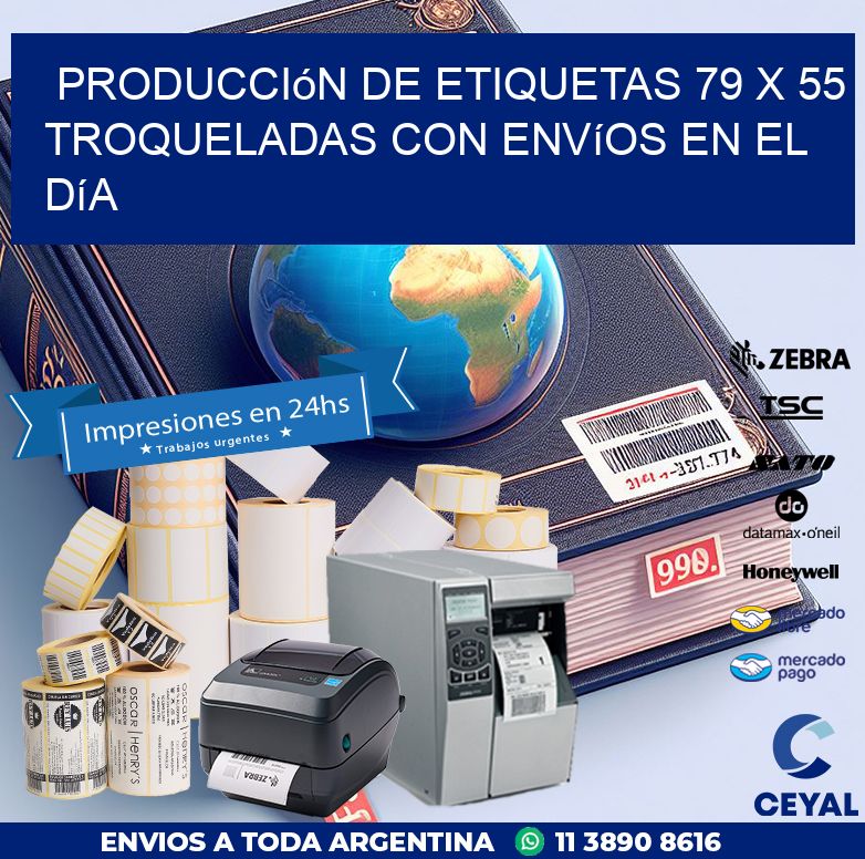 Producción de etiquetas 79 x 55 troqueladas con envíos en el día