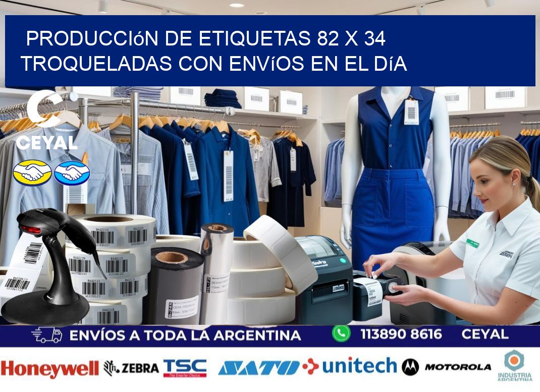 Producción de etiquetas 82 x 34 troqueladas con envíos en el día