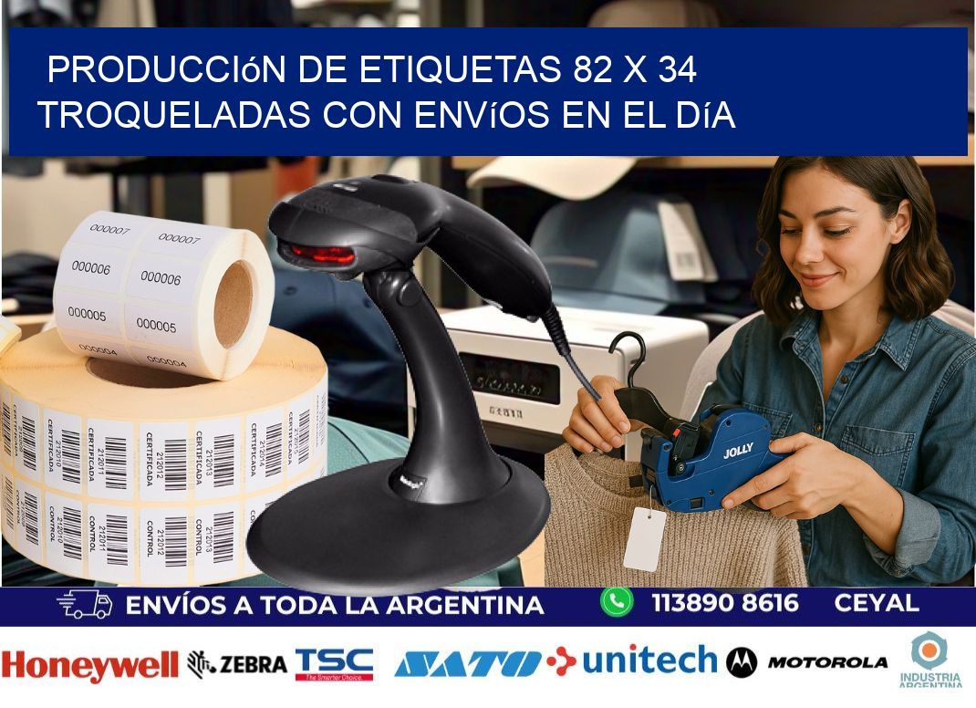 Producción de etiquetas 82 x 34 troqueladas con envíos en el día