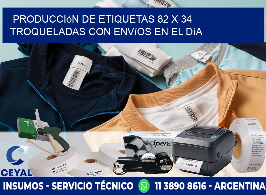 Producción de etiquetas 82 x 34 troqueladas con envíos en el día