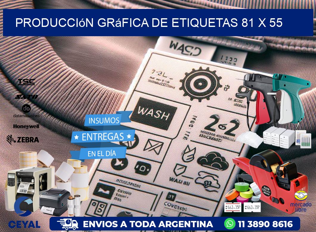 Producción gráfica de etiquetas 81 x 55