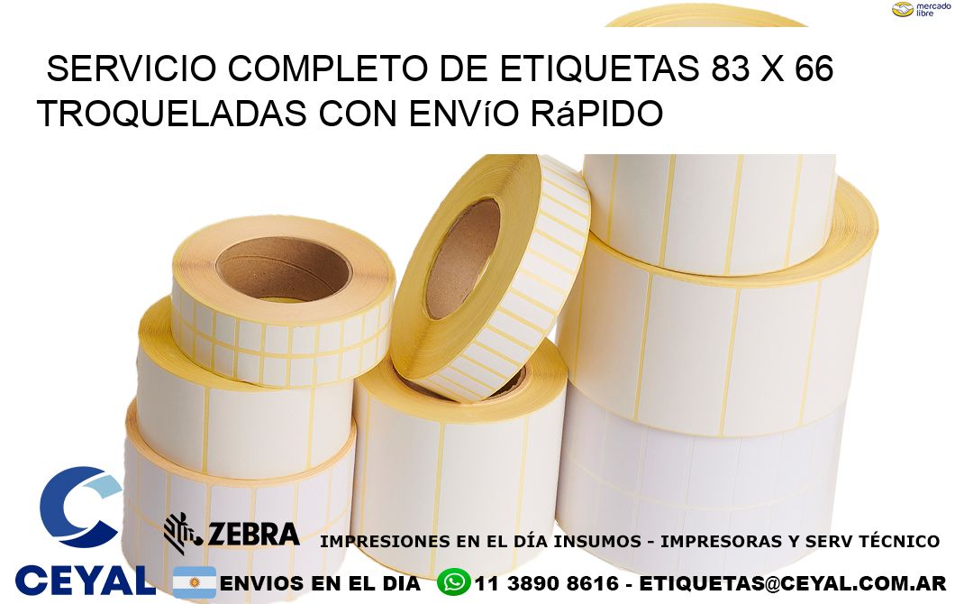 Servicio completo de etiquetas 83 x 66 troqueladas con envío rápido