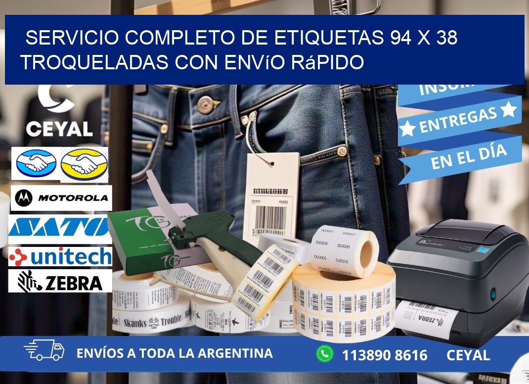 Servicio completo de etiquetas 94 x 38 troqueladas con envío rápido