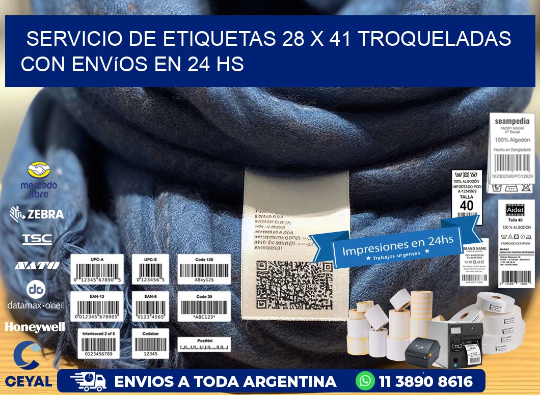 Servicio de etiquetas 28 x 41 troqueladas con envíos en 24 hs