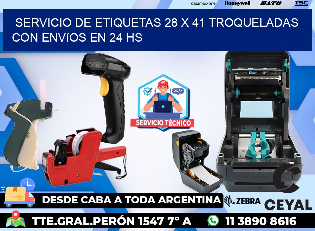 Servicio de etiquetas 28 x 41 troqueladas con envíos en 24 hs