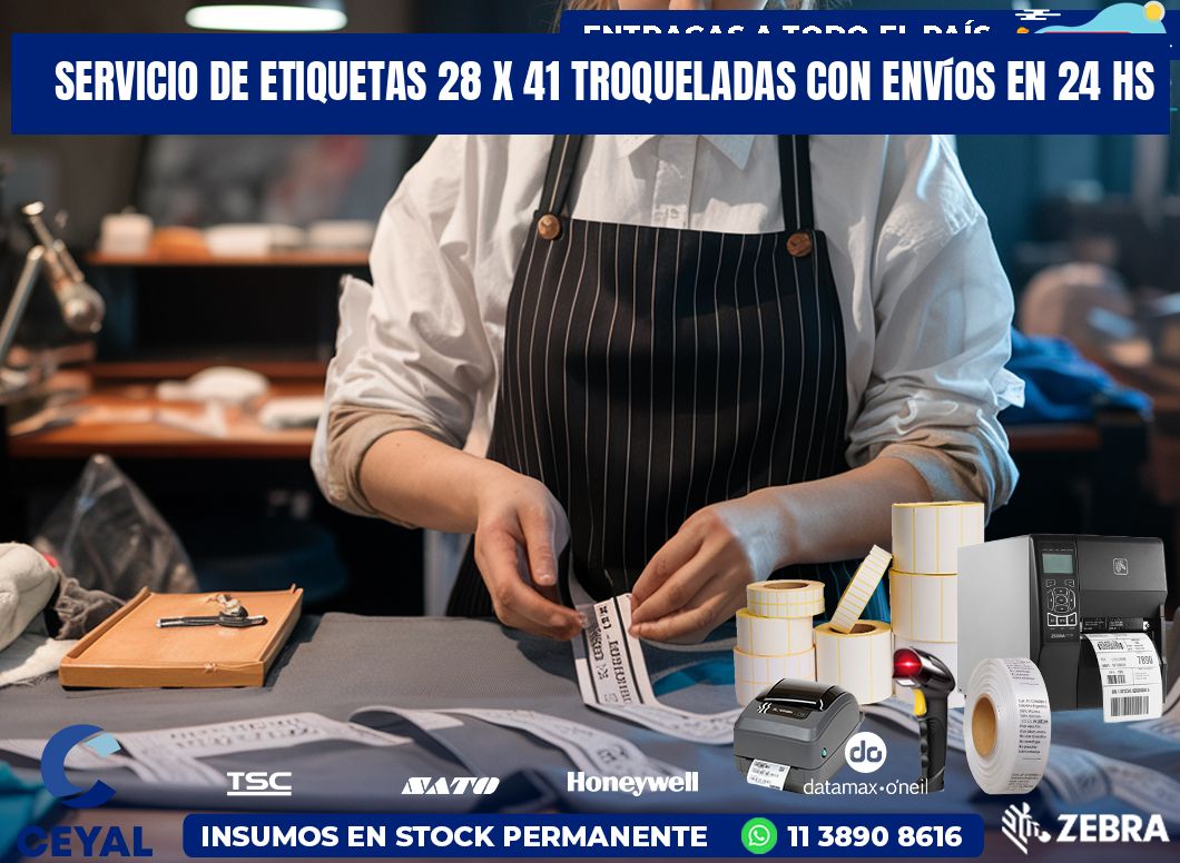Servicio de etiquetas 28 x 41 troqueladas con envíos en 24 hs