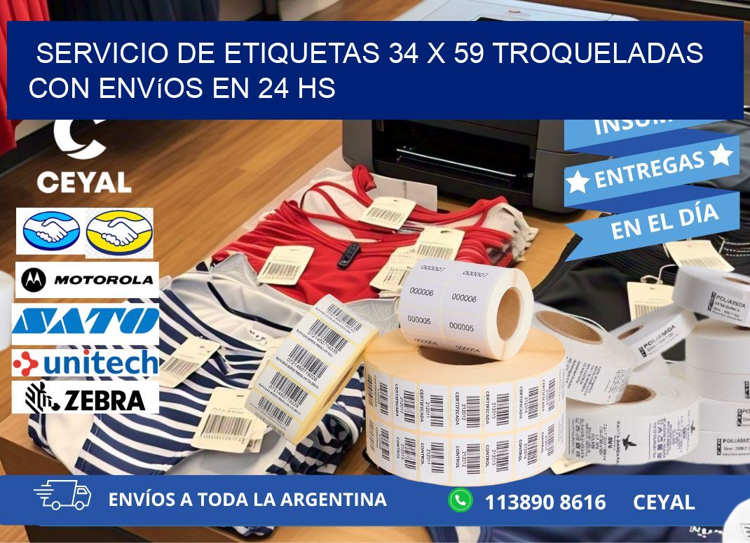 Servicio de etiquetas 34 x 59 troqueladas con envíos en 24 hs