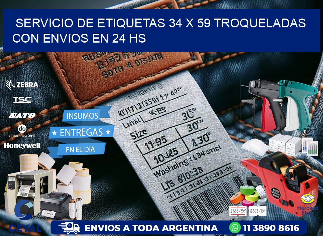 Servicio de etiquetas 34 x 59 troqueladas con envíos en 24 hs
