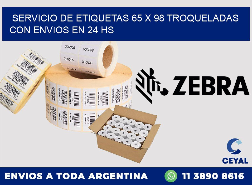 Servicio de etiquetas 65 x 98 troqueladas con envíos en 24 hs
