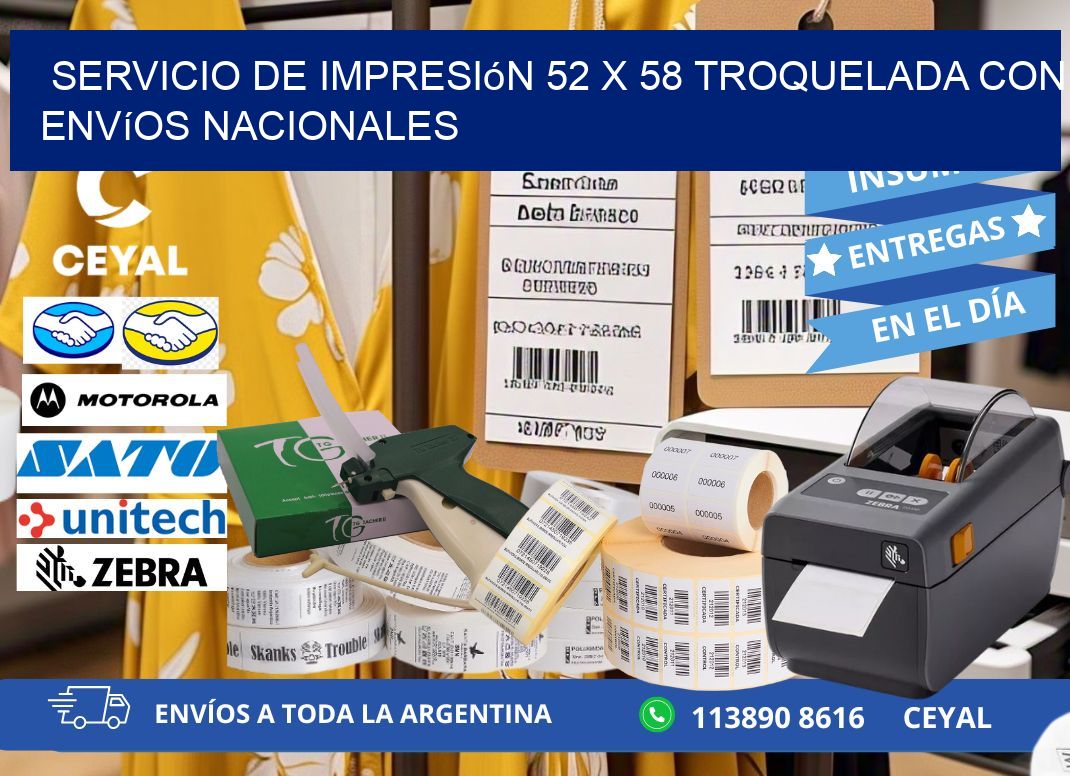 Servicio de impresión 52 x 58 troquelada con envíos nacionales
