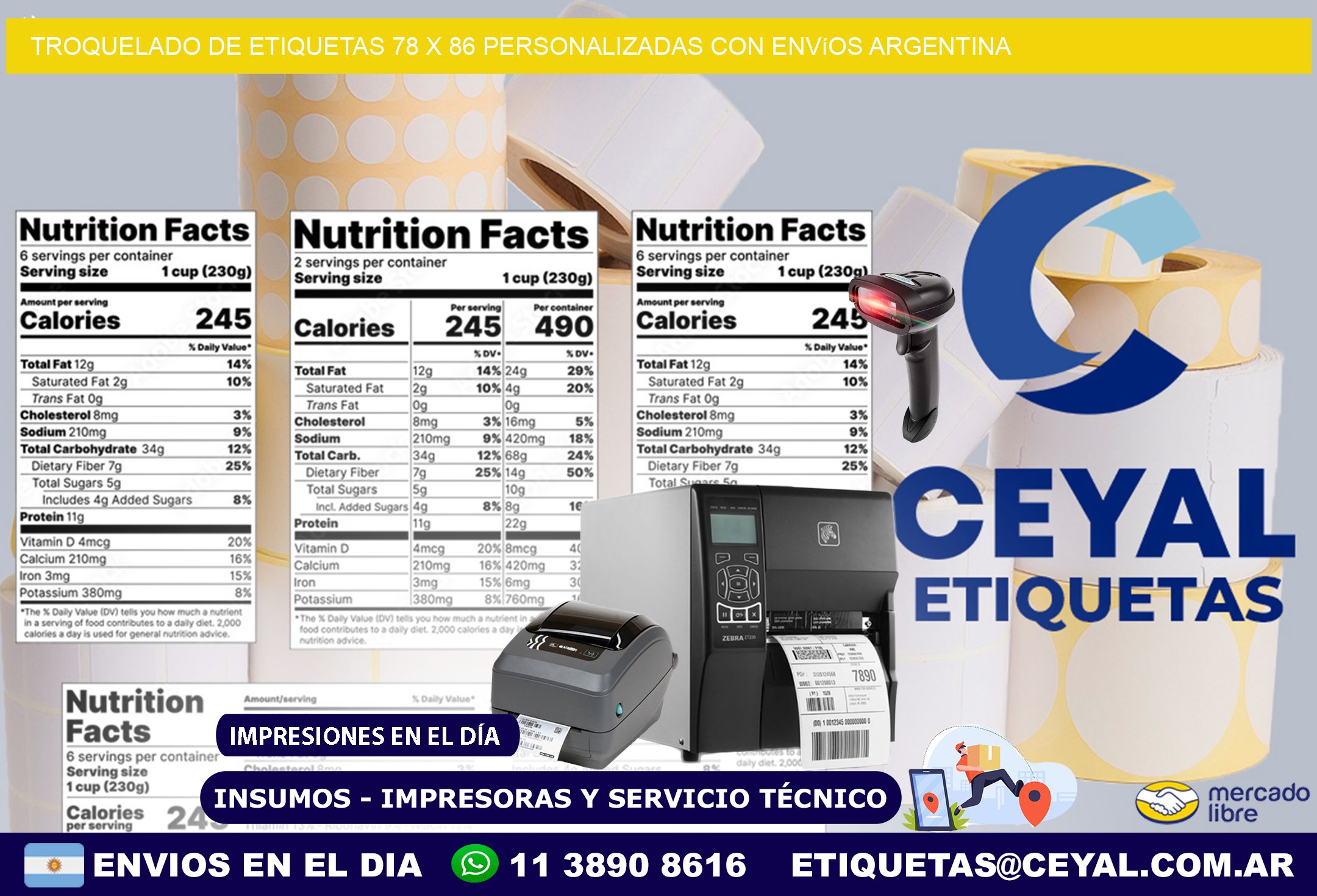 Troquelado de etiquetas 78 x 86 personalizadas con envíos Argentina