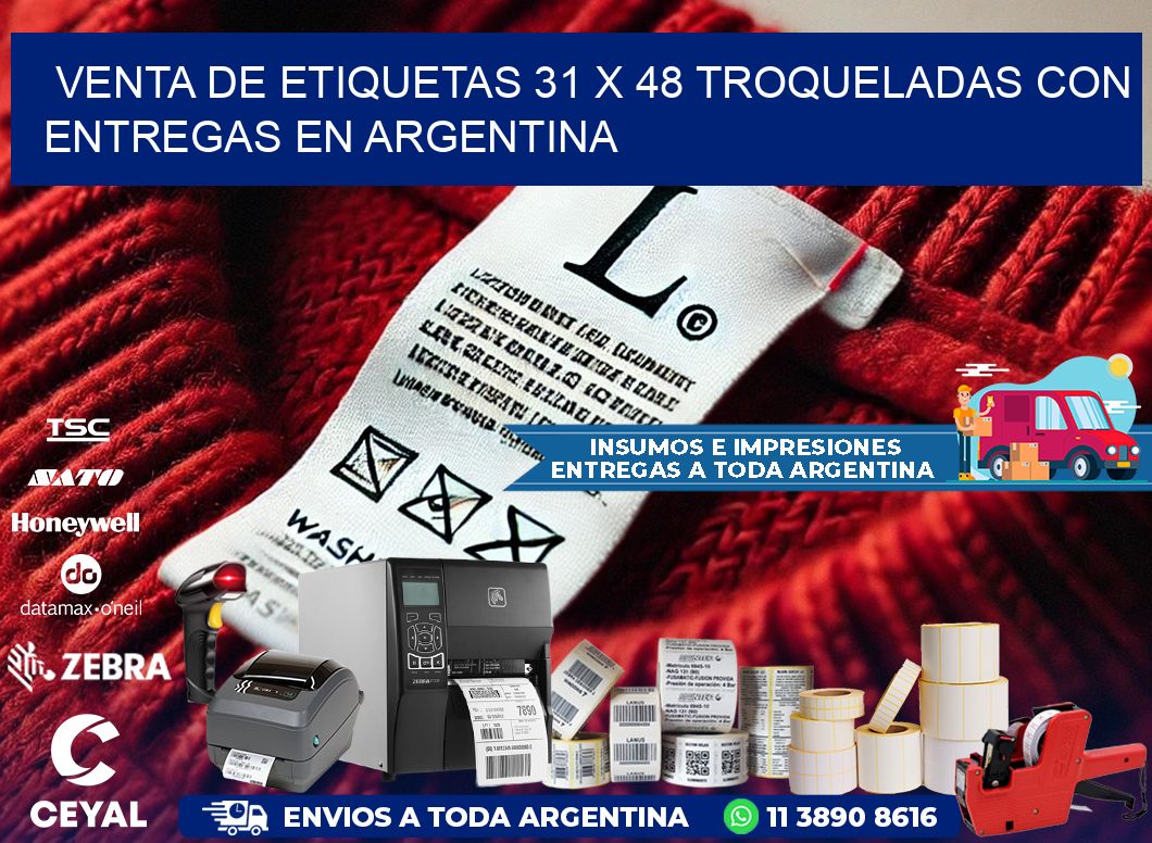 Venta de etiquetas 31 x 48 troqueladas con entregas en Argentina