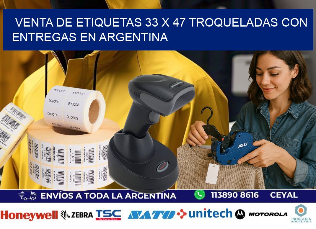Venta de etiquetas 33 x 47 troqueladas con entregas en Argentina