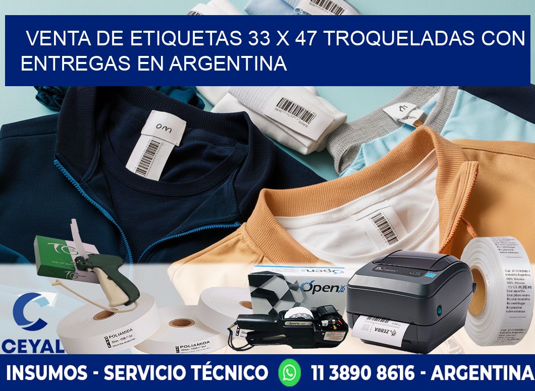 Venta de etiquetas 33 x 47 troqueladas con entregas en Argentina