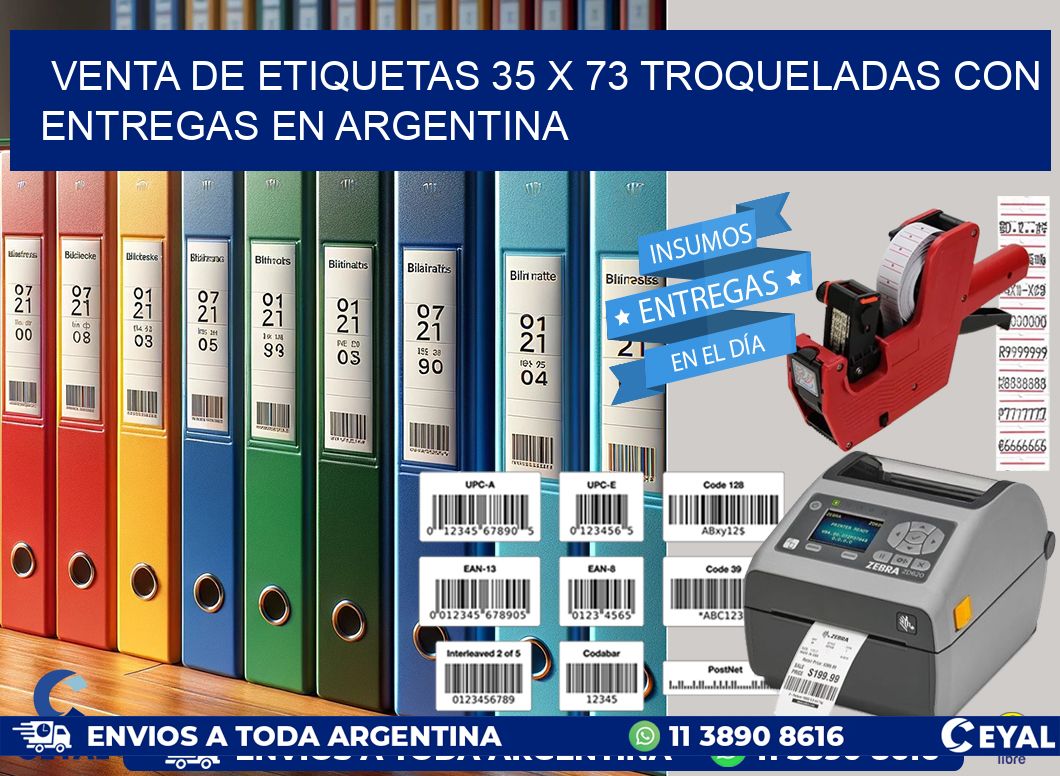 Venta de etiquetas 35 x 73 troqueladas con entregas en Argentina