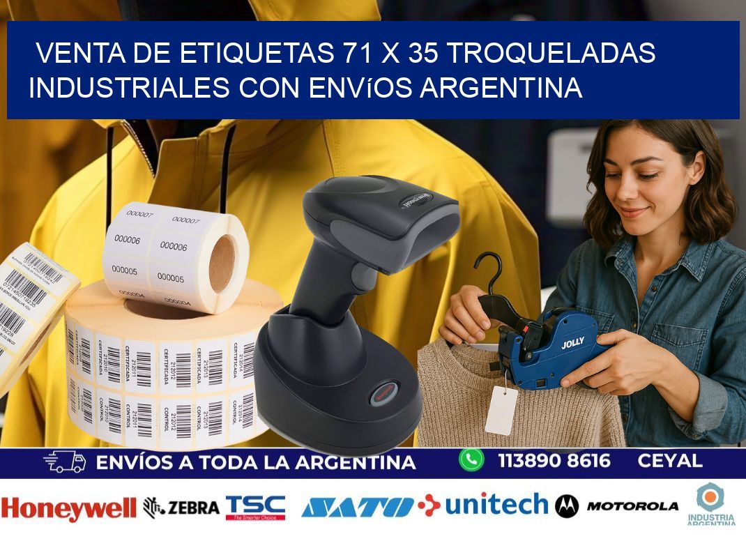 Venta de etiquetas 71 x 35 troqueladas industriales con envíos Argentina