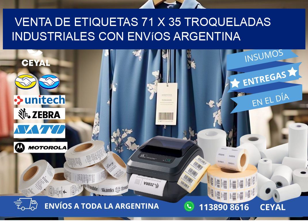 Venta de etiquetas 71 x 35 troqueladas industriales con envíos Argentina