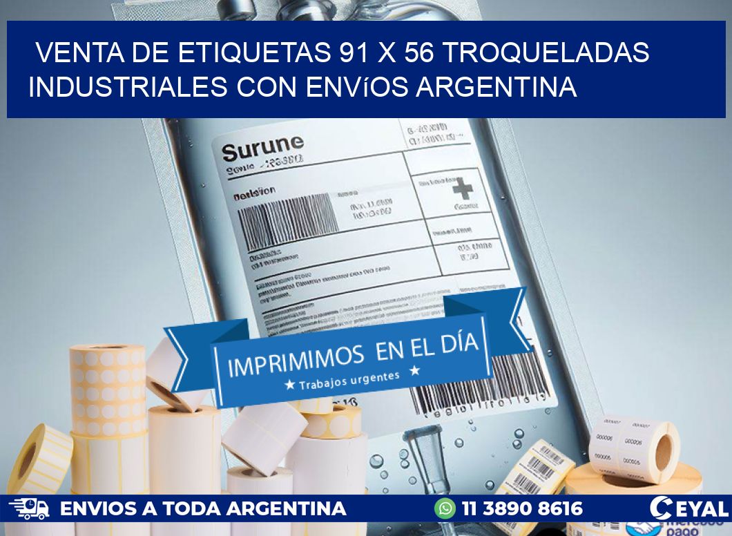 Venta de etiquetas 91 x 56 troqueladas industriales con envíos Argentina