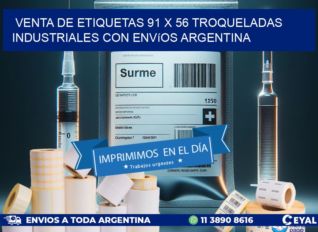 Venta de etiquetas 91 x 56 troqueladas industriales con envíos Argentina