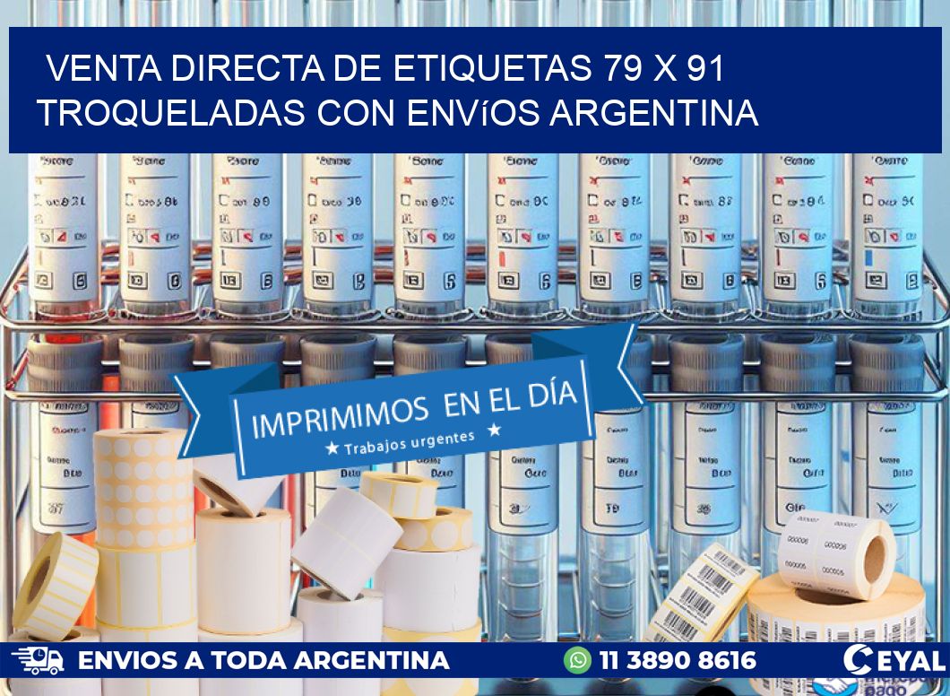 Venta directa de etiquetas 79 x 91 troqueladas con envíos Argentina