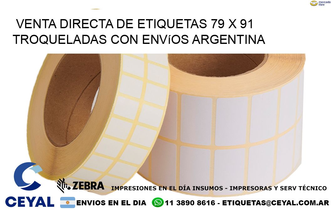 Venta directa de etiquetas 79 x 91 troqueladas con envíos Argentina