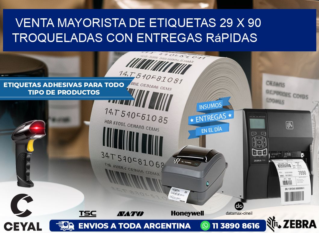 Venta mayorista de etiquetas 29 x 90 troqueladas con entregas rápidas