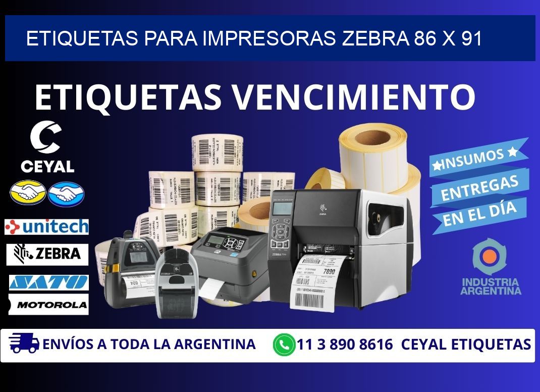 etiquetas para impresoras zebra 86 x 91