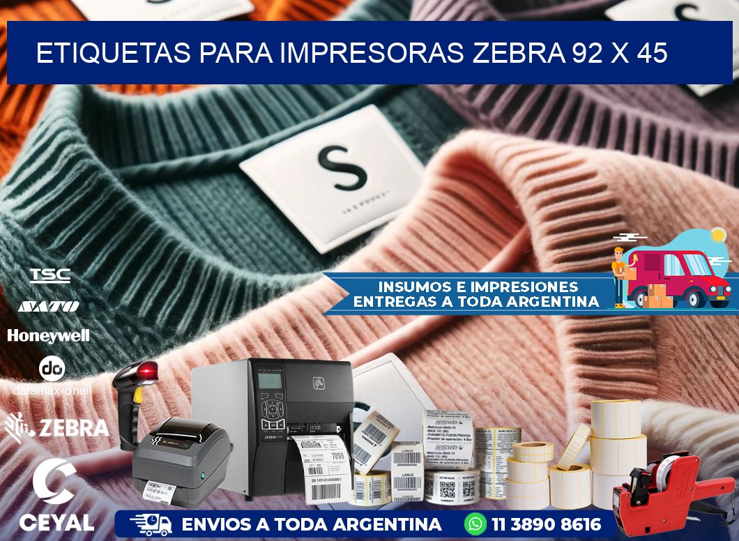 etiquetas para impresoras zebra 92 x 45