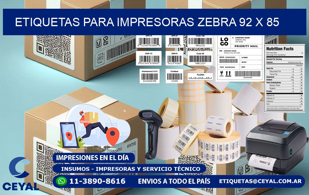 etiquetas para impresoras zebra 92 x 85