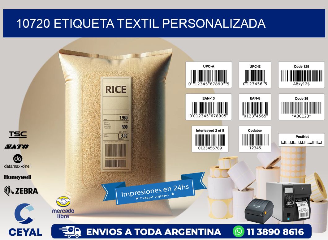 10720 Etiqueta textil personalizada