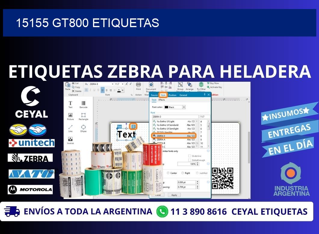 15155 GT800 etiquetas