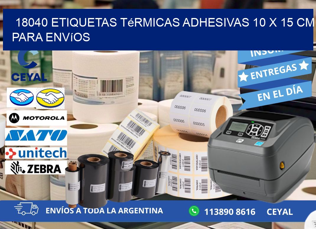 18040 Etiquetas Térmicas Adhesivas 10 x 15 cm para Envíos