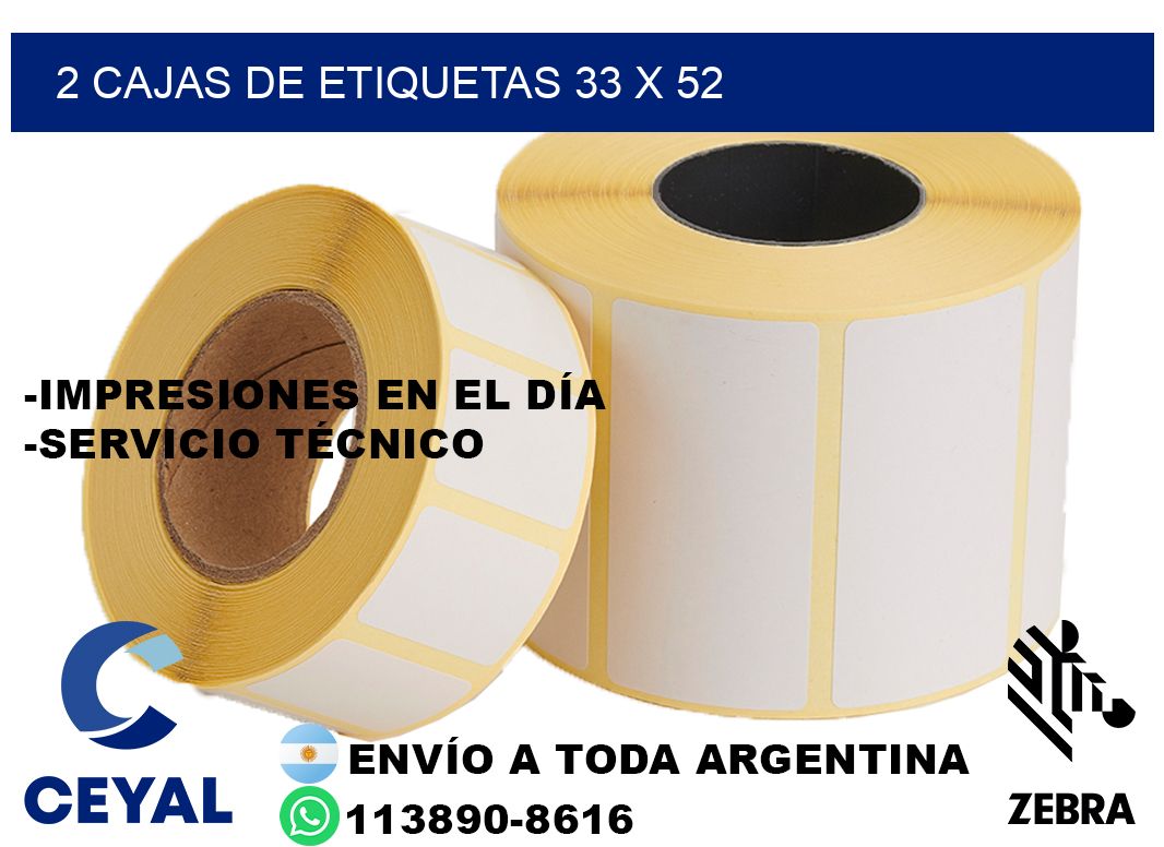 2 cajas de etiquetas 33 x 52