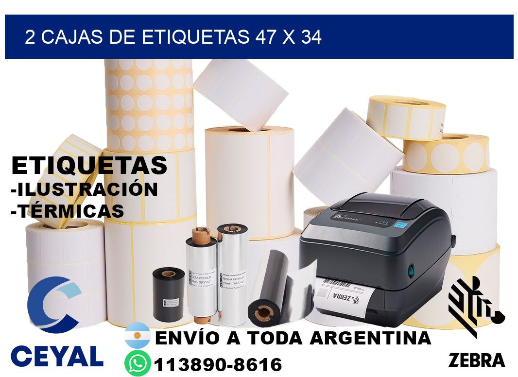 2 cajas de etiquetas 47 x 34
