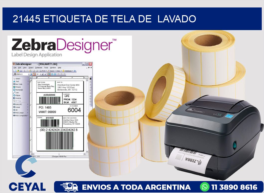21445 etiqueta de tela de  lavado