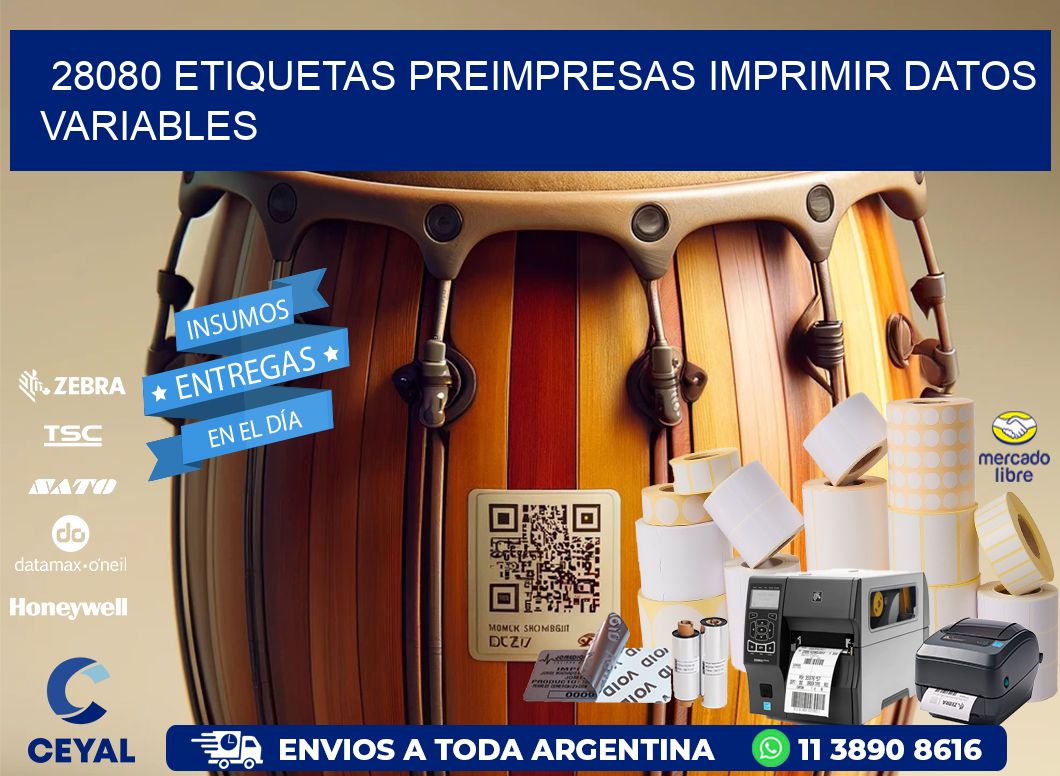 28080 Etiquetas preimpresas imprimir datos variables