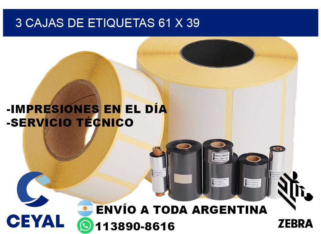 3 cajas de etiquetas 61 x 39