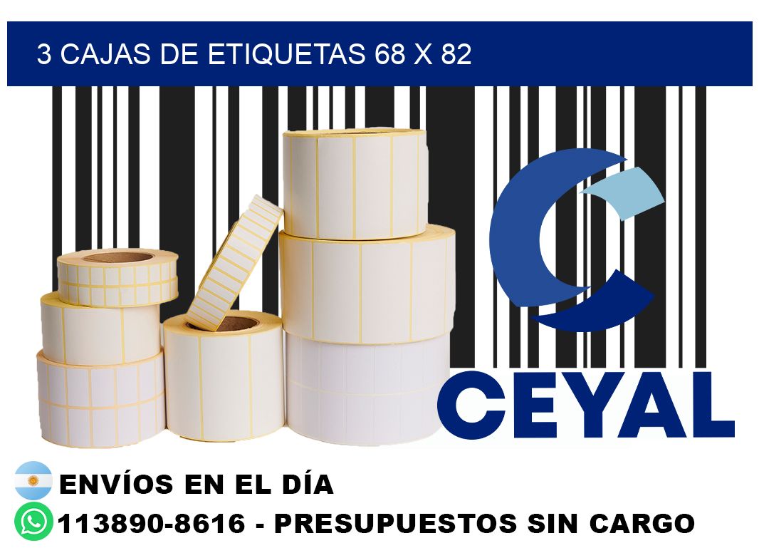3 cajas de etiquetas 68 x 82