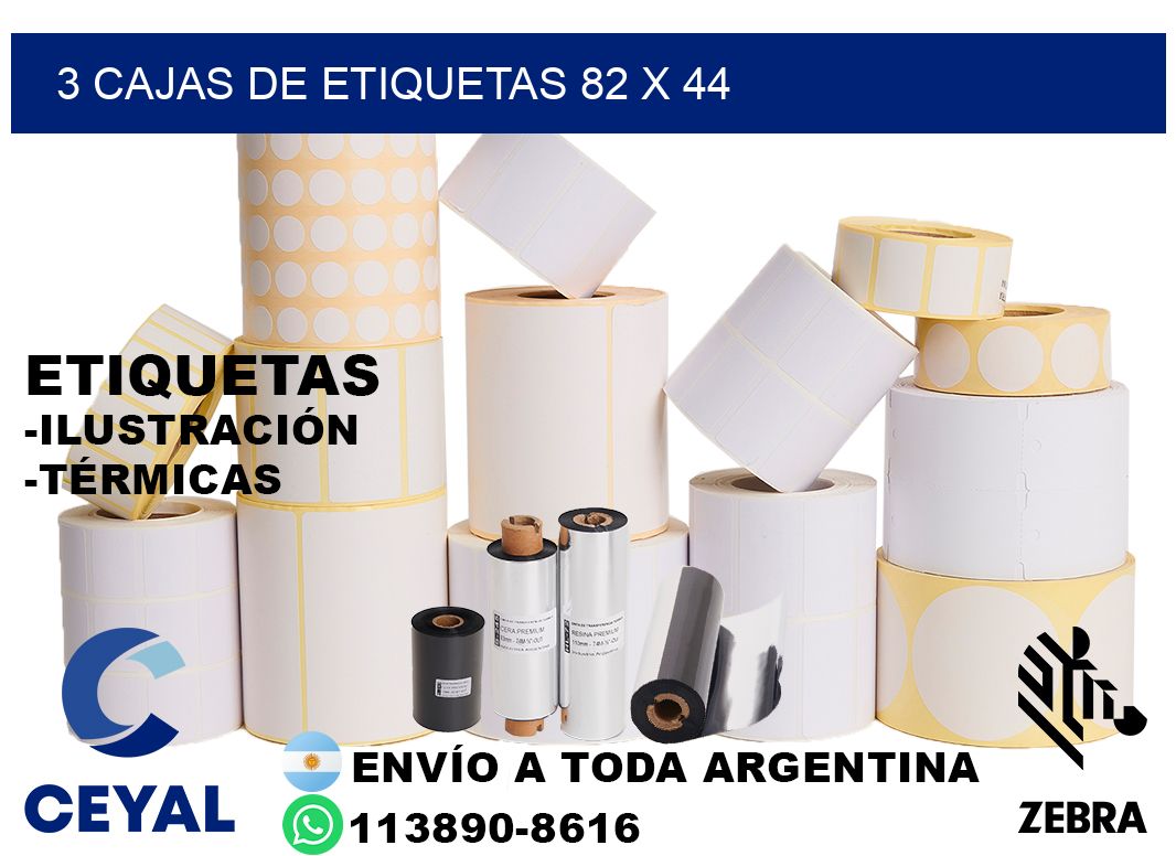 3 cajas de etiquetas 82 x 44