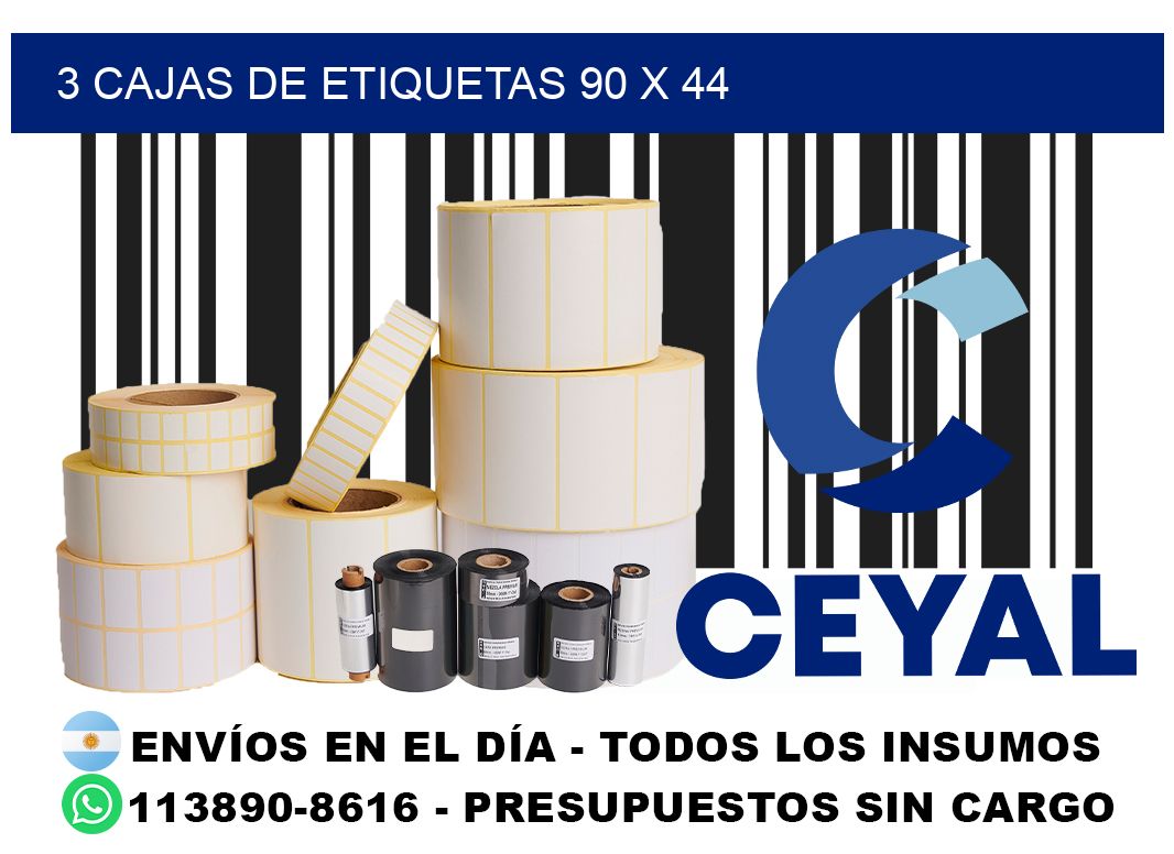 3 cajas de etiquetas 90 x 44